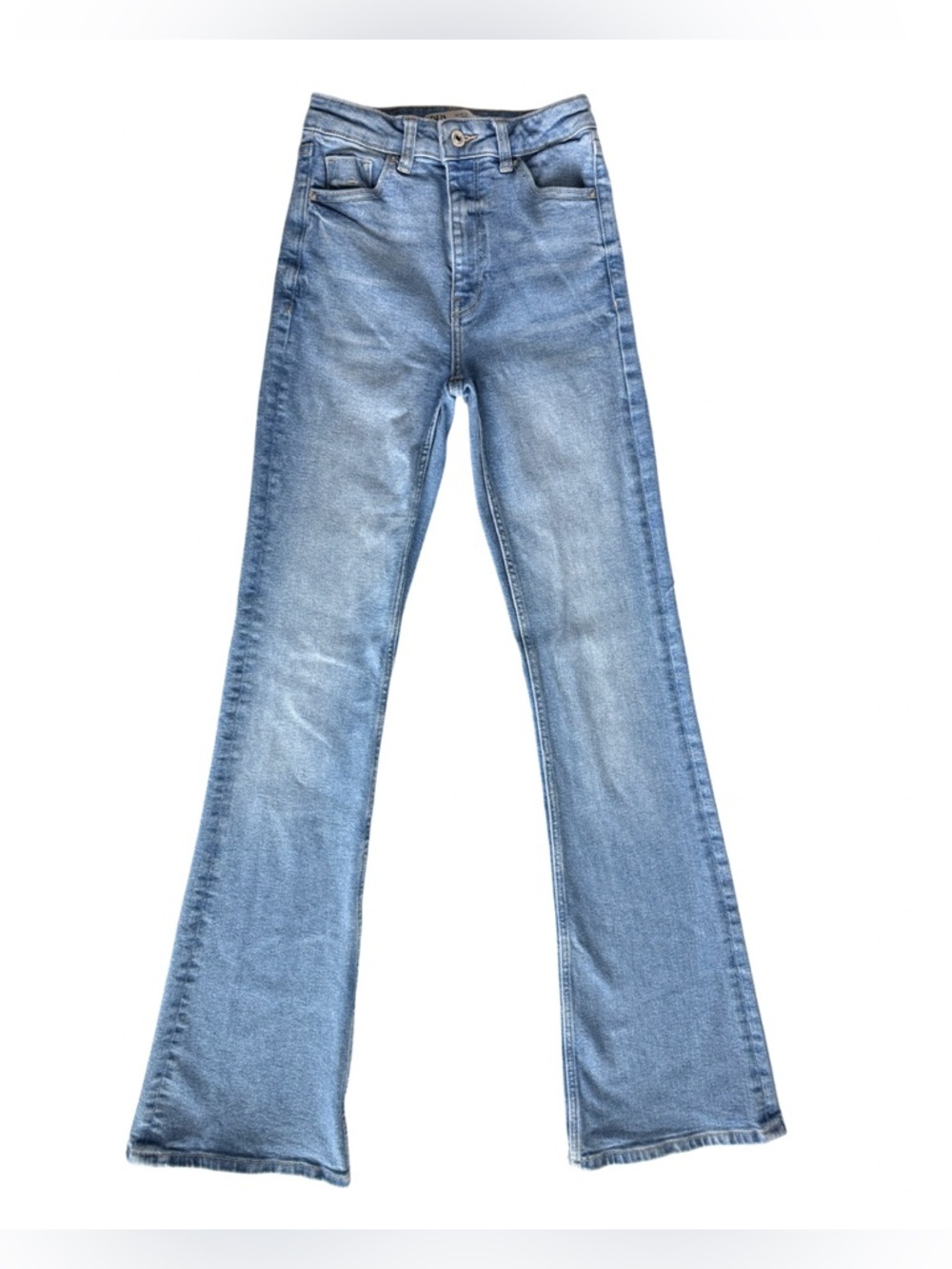 ZARA Women’s High Rise Flare Jeans Size 2 Light Wash Denim 32 Inseam Y2K Trend